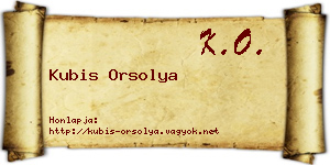 Kubis Orsolya névjegykártya